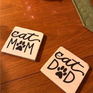 Cat Mom and Dad Coaster Pair